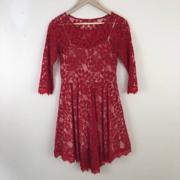 Free People Red Lace Dress - Picture 2 of 8